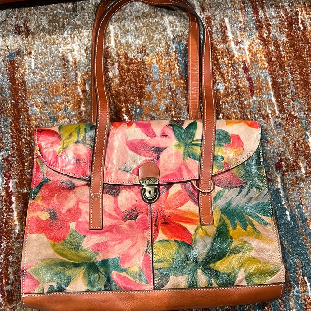 Patricia Nash Multicolor Floral Leather Shoulder Bag